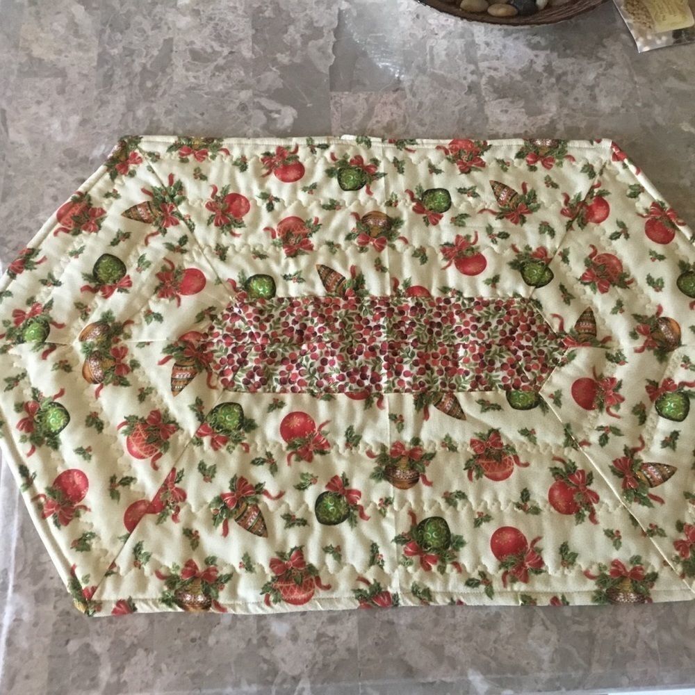 NWT Hand Crafted Quilted Holiday Runner with Metallic Threads